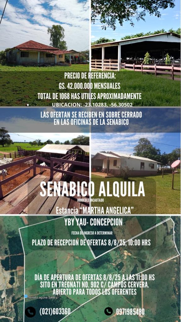 Arrendamiento de estancia en Yby Yaú