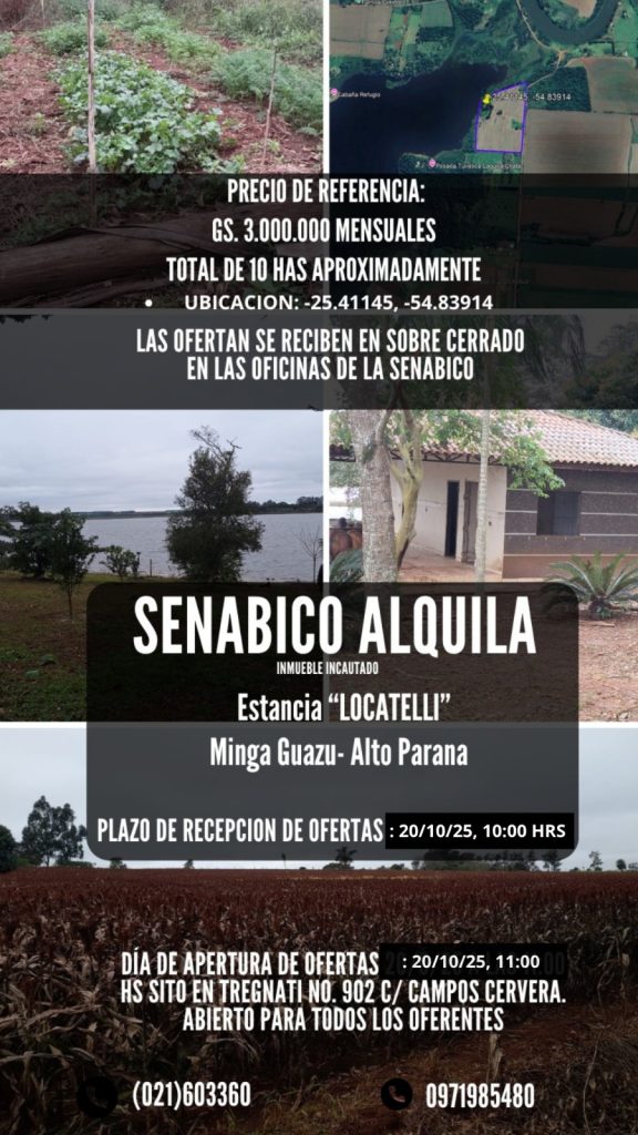 Disponible Estancia Locateli en Alto Paraná