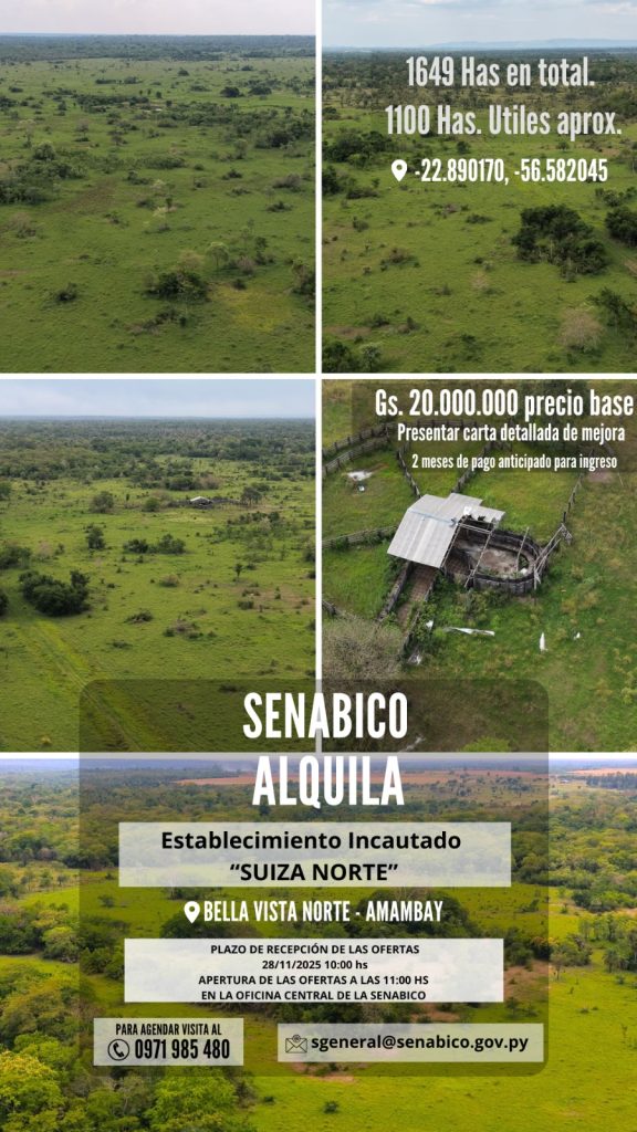 SENABICO alquila Establecimiento Suiza Norte