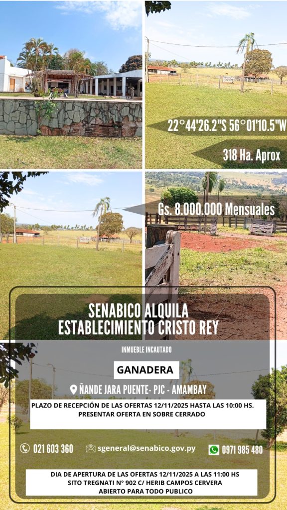 SENABICO alquila Establecimiento Cristo Rey