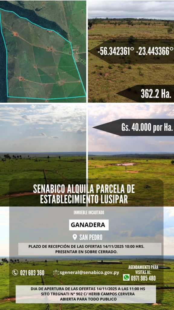 SENABICO alquila Establecimiento LUSIPAR 362 H