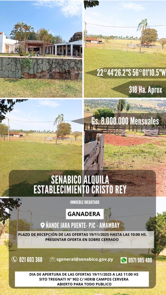 SENABICO alquila Establecimiento Cristo Rey